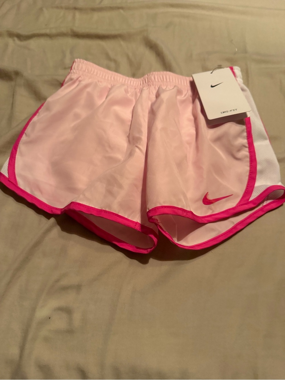 Nike Ladies Light Pink Athletic Shorts with Hot Pink Trim